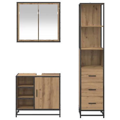 vidaXL Badezimmermöbel-Set mit Regal 3 pcs Artisan-Eiche Holzwerkstoff