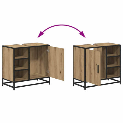 vidaXL Badezimmermöbel-Set mit Regal 3 pcs Artisan-Eiche Holzwerkstoff