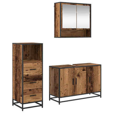 vidaXL Badezimmermöbel-Set mit Schubladen 3 pcs Altholz Holzwerkstoff