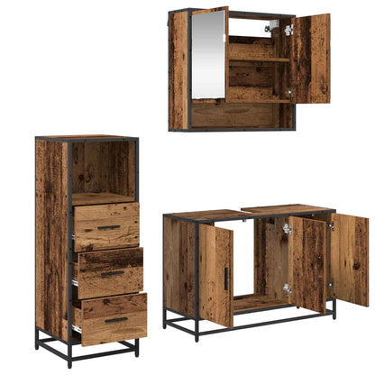 vidaXL Badezimmermöbel-Set mit Schubladen 3 pcs Altholz Holzwerkstoff
