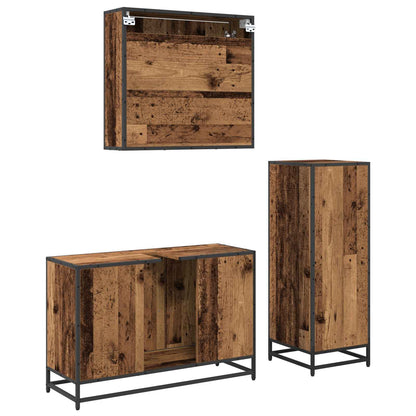 vidaXL Badezimmermöbel-Set mit Schubladen 3 pcs Altholz Holzwerkstoff