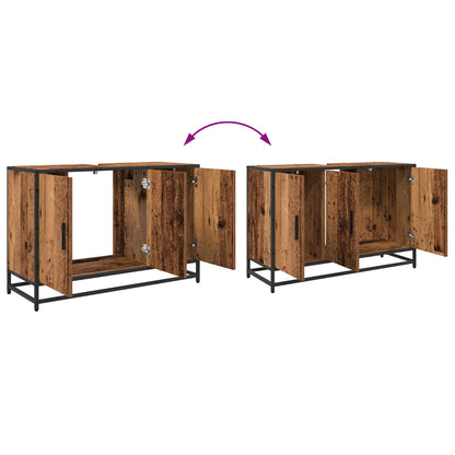 vidaXL Badezimmermöbel-Set mit Schubladen 3 pcs Altholz Holzwerkstoff