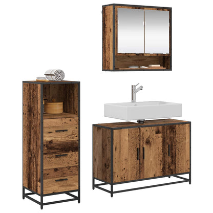 vidaXL Badezimmermöbel-Set mit Schubladen 3 pcs Altholz Holzwerkstoff