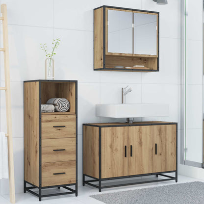 vidaXL Badezimmermöbel-Set mit Regal 3 pcs Artisan-Eiche Holzwerkstoff