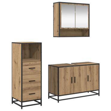 vidaXL Badezimmermöbel-Set mit Regal 3 pcs Artisan-Eiche Holzwerkstoff