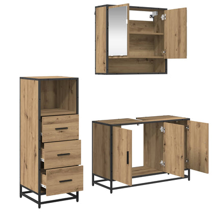 vidaXL Badezimmermöbel-Set mit Regal 3 pcs Artisan-Eiche Holzwerkstoff