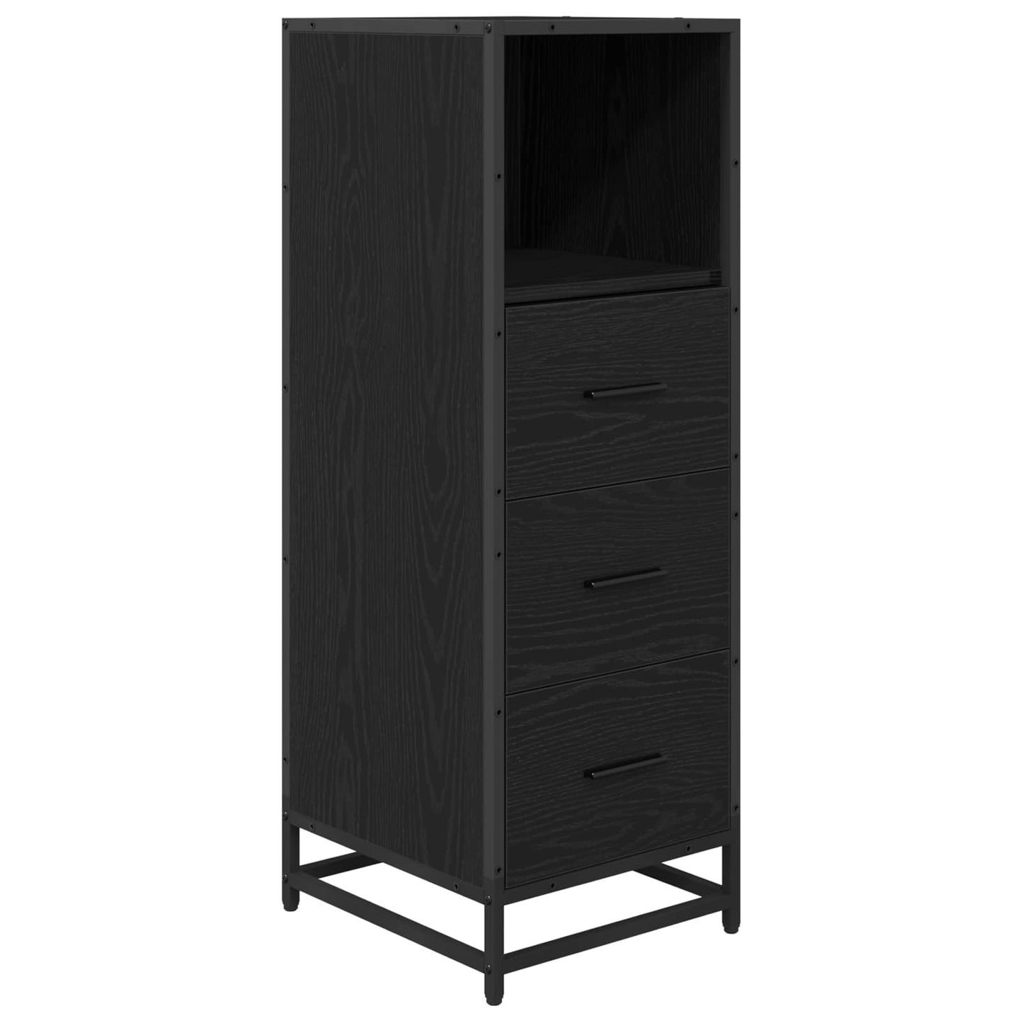 vidaXL Badezimmermöbel-Set 3 pcs Schwarz Eichen-Optik Holzwerkstoff