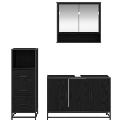vidaXL Badezimmermöbel-Set 3 pcs Schwarz Eichen-Optik Holzwerkstoff
