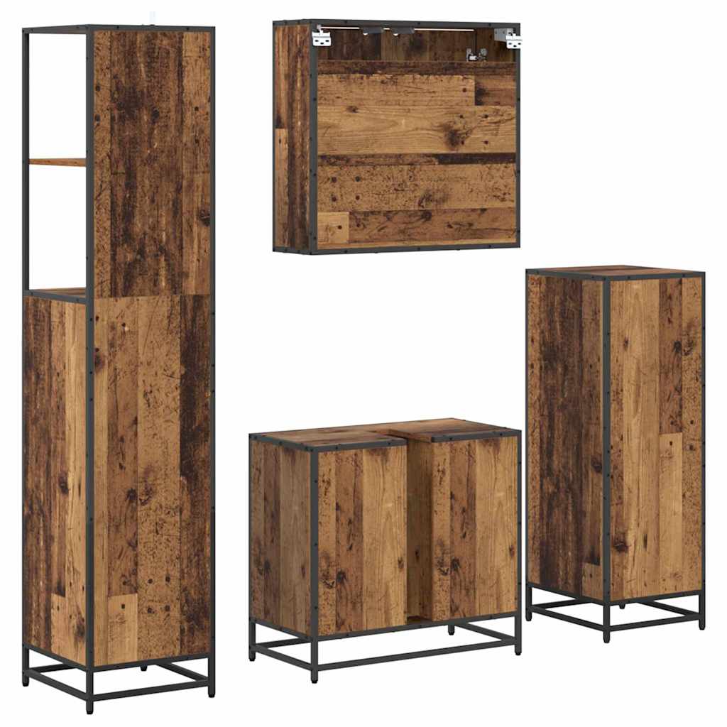 vidaXL Badezimmermöbel-Set mit Schubladen 4 pcs Altholz Holzwerkstoff