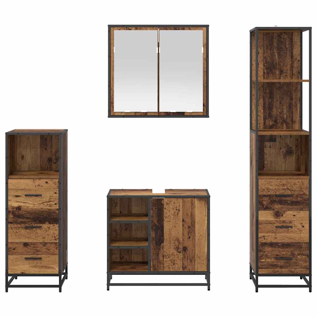 vidaXL Badezimmermöbel-Set mit Schubladen 4 pcs Altholz Holzwerkstoff