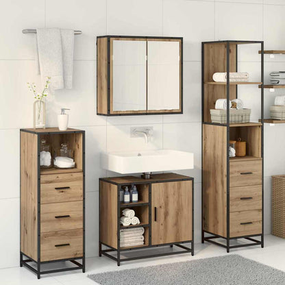 vidaXL Badezimmermöbel-Set mit Regal 4 pcs Artisan-Eiche Holzwerkstoff