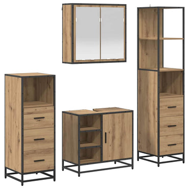vidaXL Badezimmermöbel-Set mit Regal 4 pcs Artisan-Eiche Holzwerkstoff