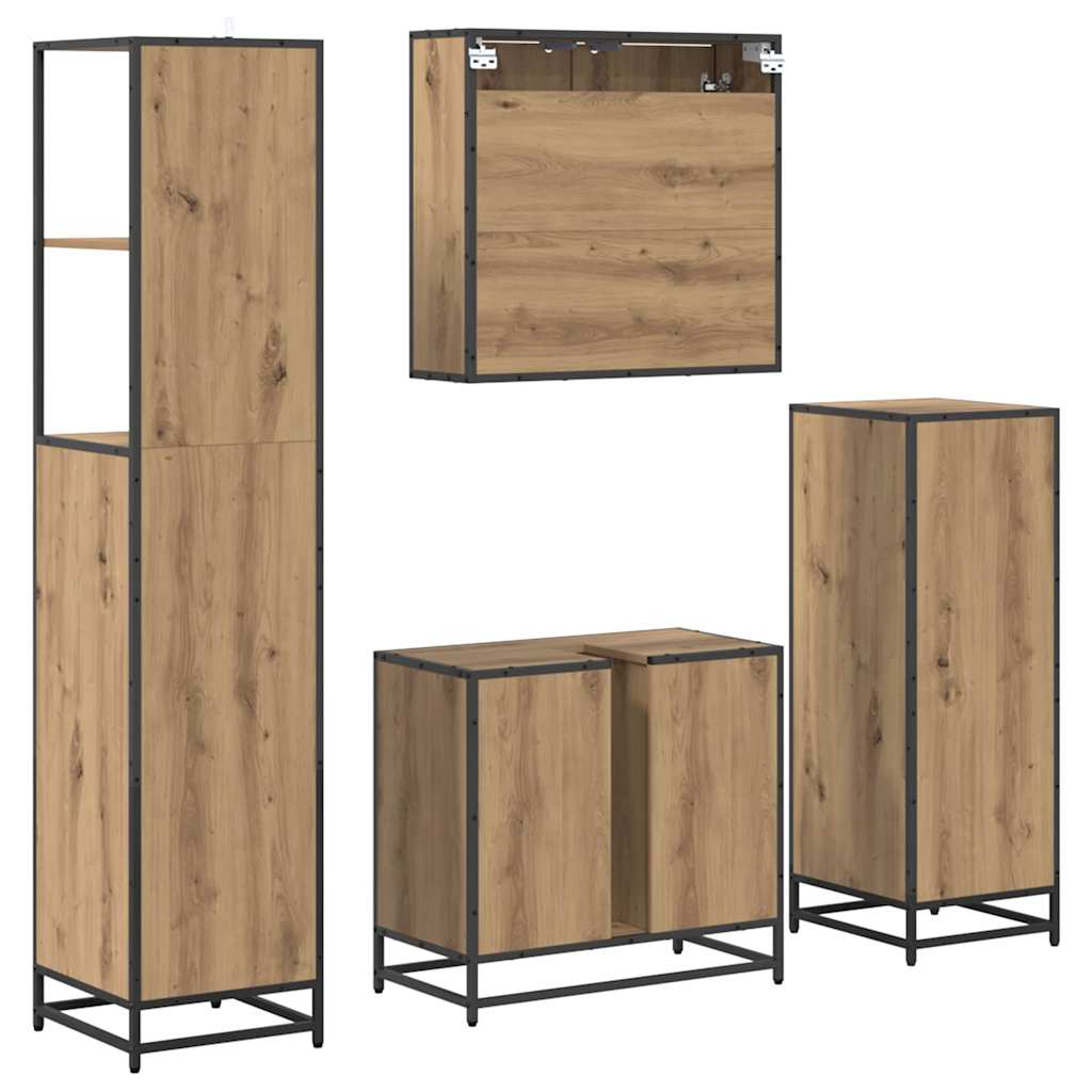 vidaXL Badezimmermöbel-Set mit Regal 4 pcs Artisan-Eiche Holzwerkstoff