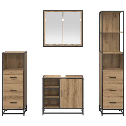 vidaXL Badezimmermöbel-Set mit Regal 4 pcs Artisan-Eiche Holzwerkstoff