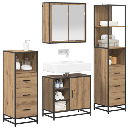 vidaXL Badezimmermöbel-Set mit Regal 4 pcs Artisan-Eiche Holzwerkstoff