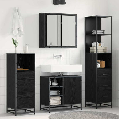 vidaXL Ensemble de meubles de salle de bain 4 pcs Noir aspect chêne Aggloméré