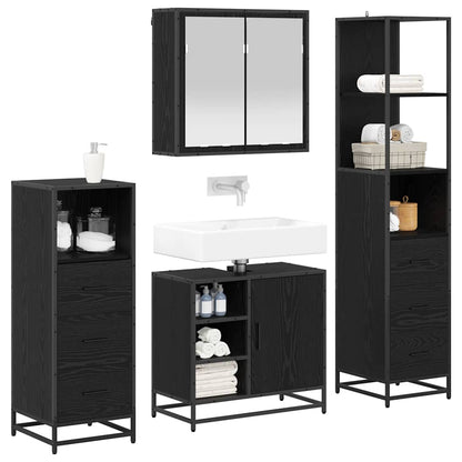 vidaXL Ensemble de meubles de salle de bain 4 pcs Noir aspect chêne Aggloméré