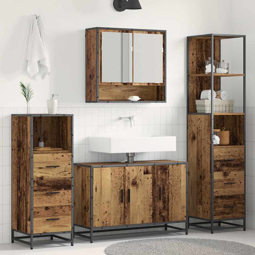 vidaXL Badezimmermöbel-Set mit Schubladen 3 pcs Altholz Holzwerkstoff