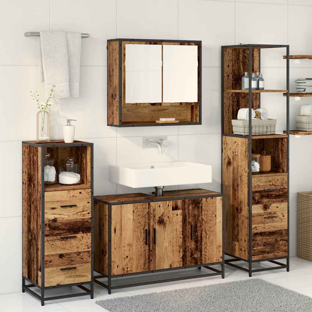 vidaXL Badezimmermöbel-Set mit Schubladen 3 pcs Altholz Holzwerkstoff