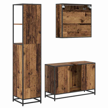 vidaXL Badezimmermöbel-Set mit Schubladen 3 pcs Altholz Holzwerkstoff