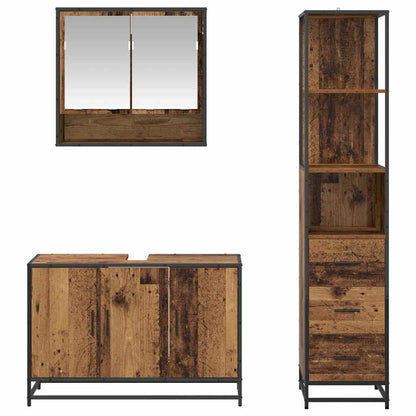 vidaXL Badezimmermöbel-Set mit Schubladen 3 pcs Altholz Holzwerkstoff