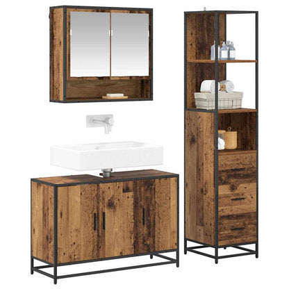 vidaXL Badezimmermöbel-Set mit Schubladen 3 pcs Altholz Holzwerkstoff