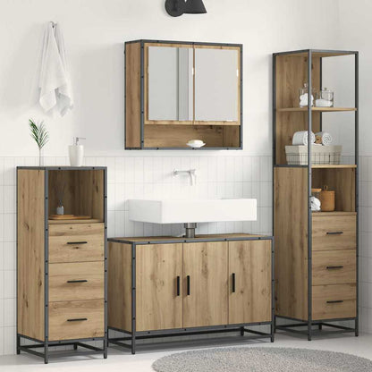 vidaXL Badezimmermöbel-Set mit Regal 3 pcs Artisan-Eiche Holzwerkstoff