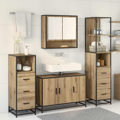 vidaXL Badezimmermöbel-Set mit Regal 3 pcs Artisan-Eiche Holzwerkstoff