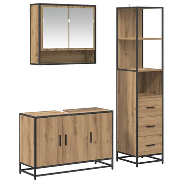 vidaXL Badezimmermöbel-Set mit Regal 3 pcs Artisan-Eiche Holzwerkstoff
