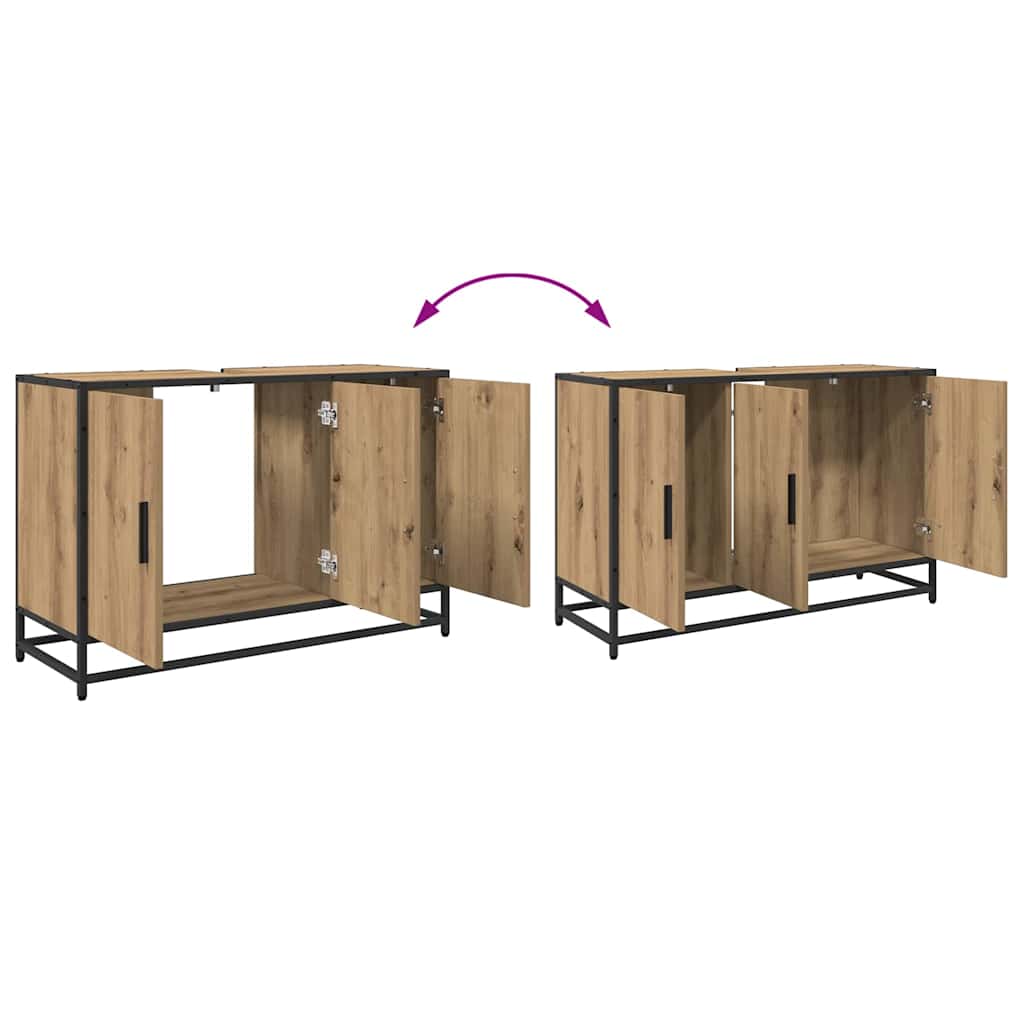 vidaXL Badezimmermöbel-Set mit Regal 3 pcs Artisan-Eiche Holzwerkstoff