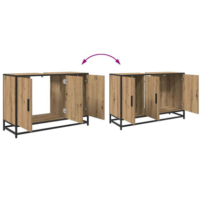 vidaXL Badezimmermöbel-Set mit Regal 3 pcs Artisan-Eiche Holzwerkstoff