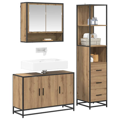 vidaXL Badezimmermöbel-Set mit Regal 3 pcs Artisan-Eiche Holzwerkstoff