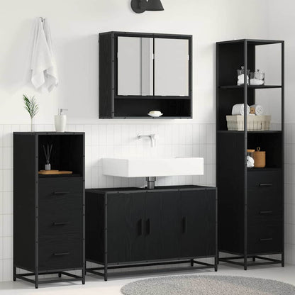 vidaXL Badezimmermöbel-Set 3 pcs Schwarz Eichen-Optik Holzwerkstoff