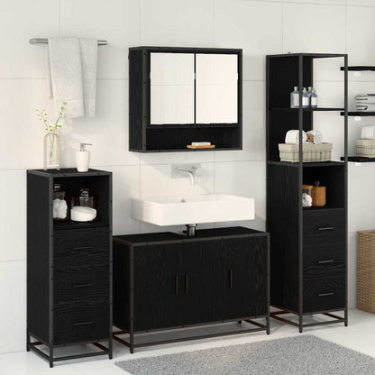 vidaXL Badezimmermöbel-Set 3 pcs Schwarz Eichen-Optik Holzwerkstoff