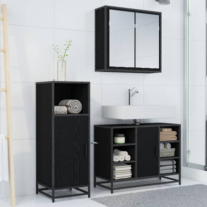 vidaXL Badezimmermöbel-Set 3 pcs Schwarz Eichen-Optik Holzwerkstoff