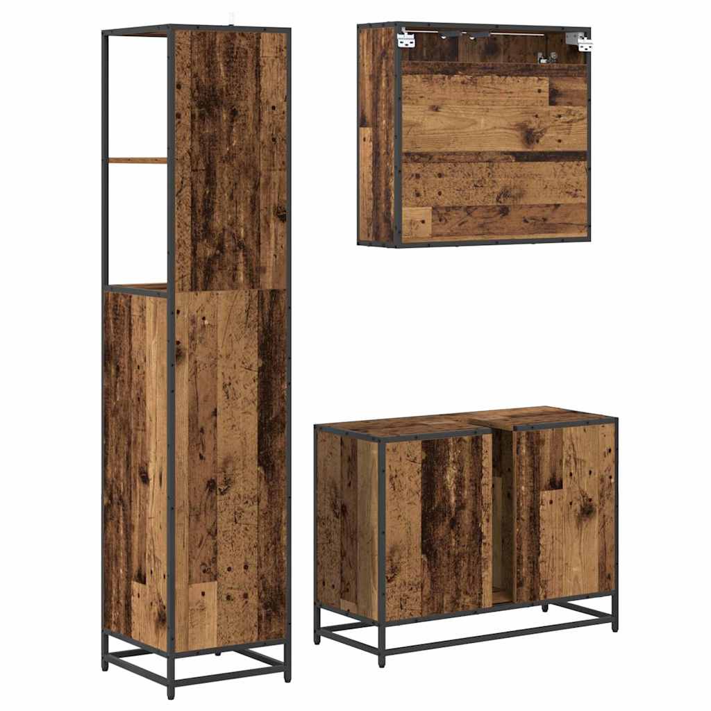 vidaXL Badezimmermöbel-Set mit Schubladen 3 pcs Altholz Holzwerkstoff