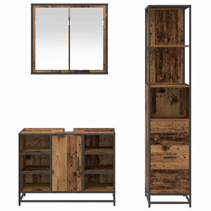 vidaXL Badezimmermöbel-Set mit Schubladen 3 pcs Altholz Holzwerkstoff