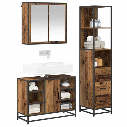 vidaXL Badezimmermöbel-Set mit Schubladen 3 pcs Altholz Holzwerkstoff