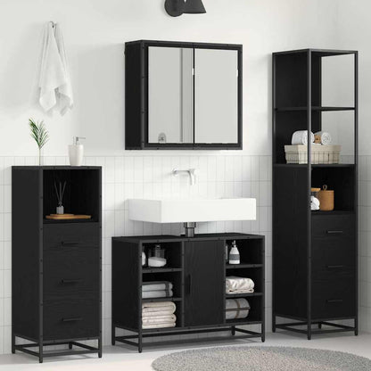 vidaXL Badezimmermöbel-Set 3 pcs Schwarz Eichen-Optik Holzwerkstoff