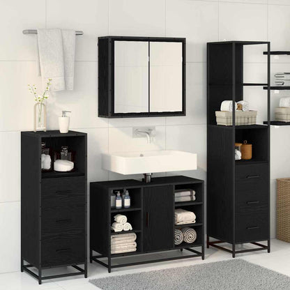vidaXL Badezimmermöbel-Set 3 pcs Schwarz Eichen-Optik Holzwerkstoff