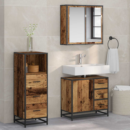 vidaXL Badezimmermöbel-Set mit Schubladen 3 pcs Altholz Holzwerkstoff