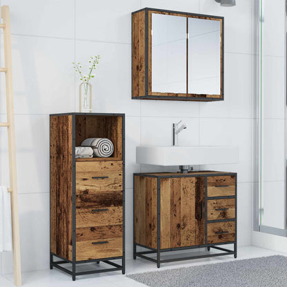 vidaXL Badezimmermöbel-Set mit Schubladen 3 pcs Altholz Holzwerkstoff