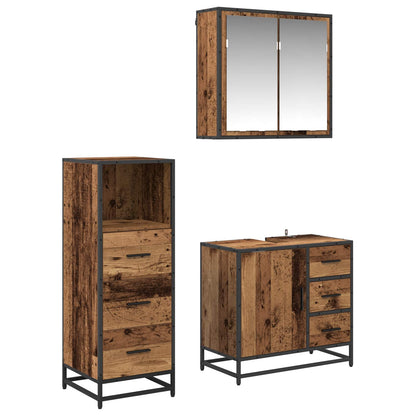 vidaXL Badezimmermöbel-Set mit Schubladen 3 pcs Altholz Holzwerkstoff