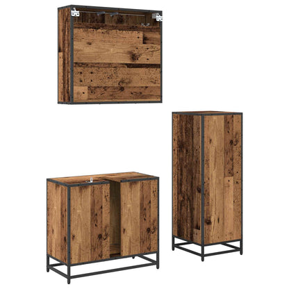 vidaXL Badezimmermöbel-Set mit Schubladen 3 pcs Altholz Holzwerkstoff