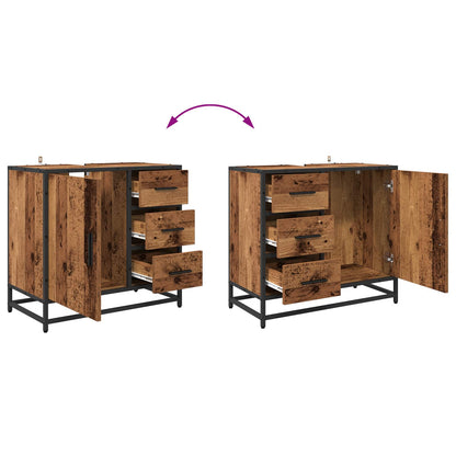 vidaXL Badezimmermöbel-Set mit Schubladen 3 pcs Altholz Holzwerkstoff