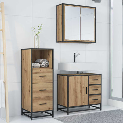 vidaXL Badezimmermöbel-Set mit Regal 3 pcs Artisan-Eiche Holzwerkstoff
