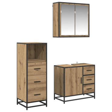 vidaXL Badezimmermöbel-Set mit Regal 3 pcs Artisan-Eiche Holzwerkstoff