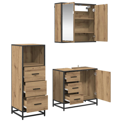 vidaXL Badezimmermöbel-Set mit Regal 3 pcs Artisan-Eiche Holzwerkstoff