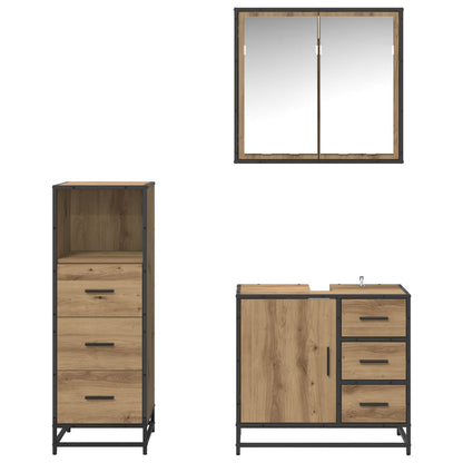vidaXL Badezimmermöbel-Set mit Regal 3 pcs Artisan-Eiche Holzwerkstoff