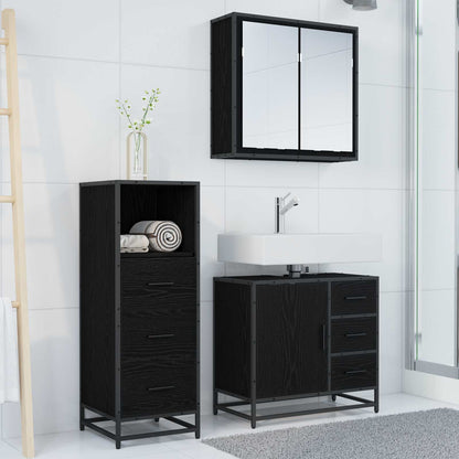 vidaXL Badezimmermöbel-Set 3 pcs Schwarz Eichen-Optik Holzwerkstoff